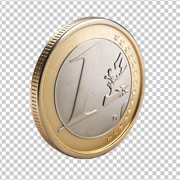 PSD el icono de la moneda de oro del signo del euro aislado ilustración de renderización 3d