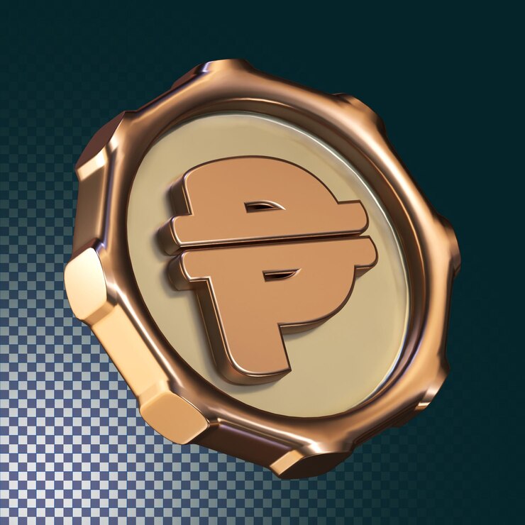 PSD icono de moneda de peso 3d rindió concepto aislado con efecto metálico dorado brillante