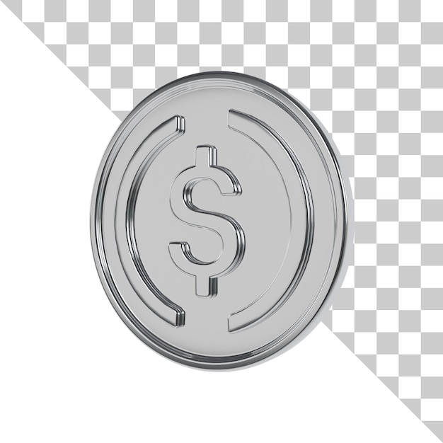 El icono de la moneda de plata 3D