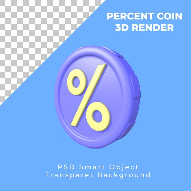 icono de moneda de porcentaje 3d simple