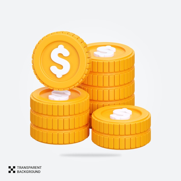 El icono de la moneda del renderizador PSD 3D