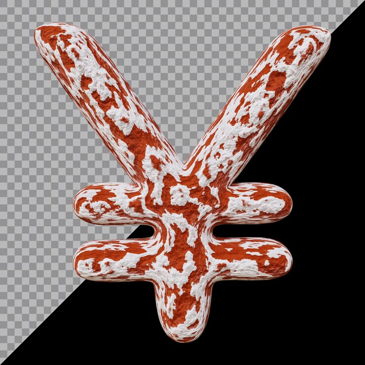 PSD icono de moneda de signo de yen japonés en render 3d