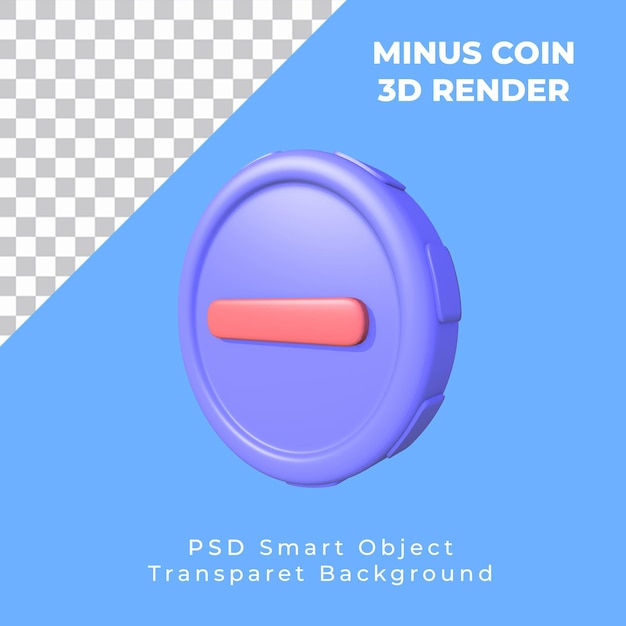 Icono de moneda simple 3d menos