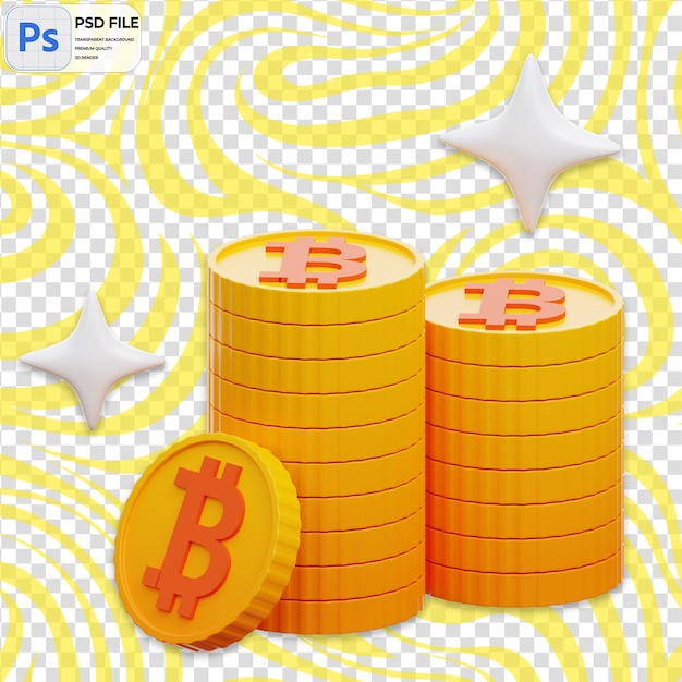 Icono de monedas 3D aislado Ilustración PNG plantilla PSD