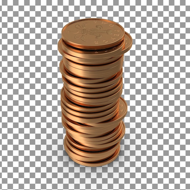 PSD icono de monedas de centavos psd 3d sobre fondo aislado y transparente