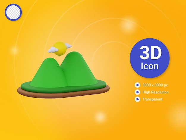 Icono de montaña 3d