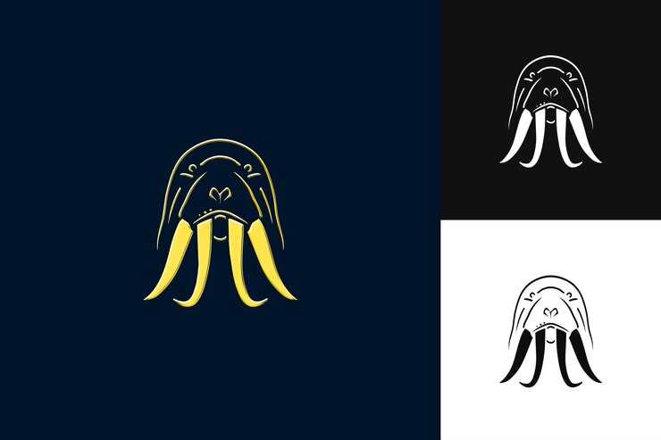 PSD icono de la morsa emblema con borde ártico morsa resistente ilustración de wi diseño artístico vectorial de animales