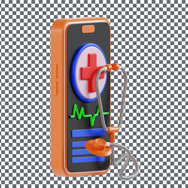 Icono móvil de PSD 3D en fondo aislado y transparente