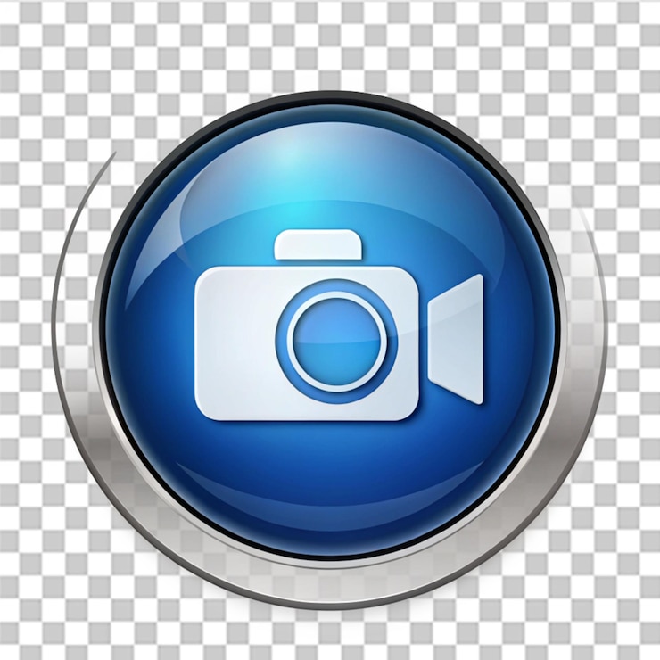 PSD icono multimedia del botón de toma de fotos y videos de la cámara aislado en un fondo transparente