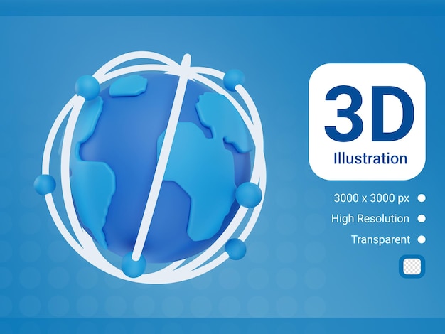 PSD icono de mundo conectado 3d