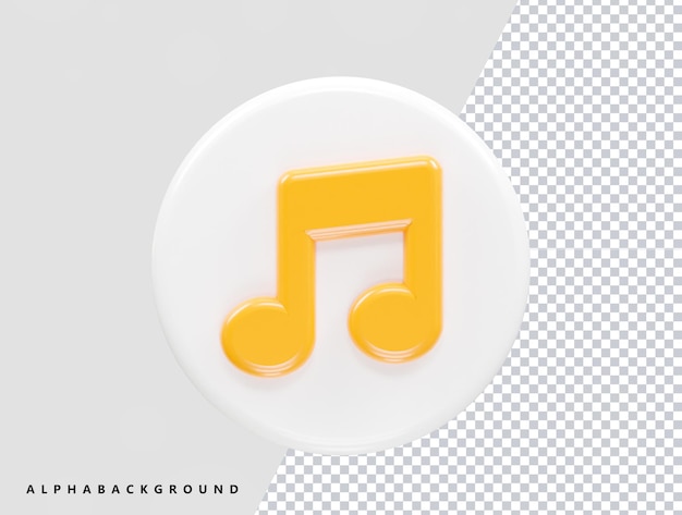 Icono de música elemento transparente de renderizado 3d
