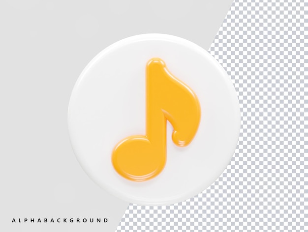 Icono de música elemento transparente de renderizado 3d