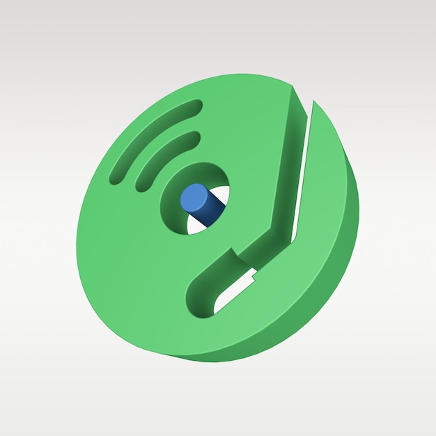 PSD icono de música de renderizado 3d - símbolo