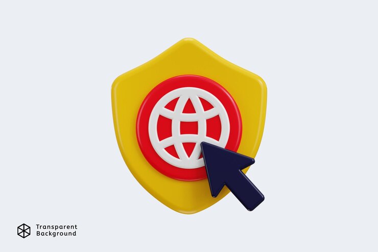 PSD el icono del navegador web protegido se representa en 3d haciendo clic por la ilustración vectorial del icono del navegador seguro