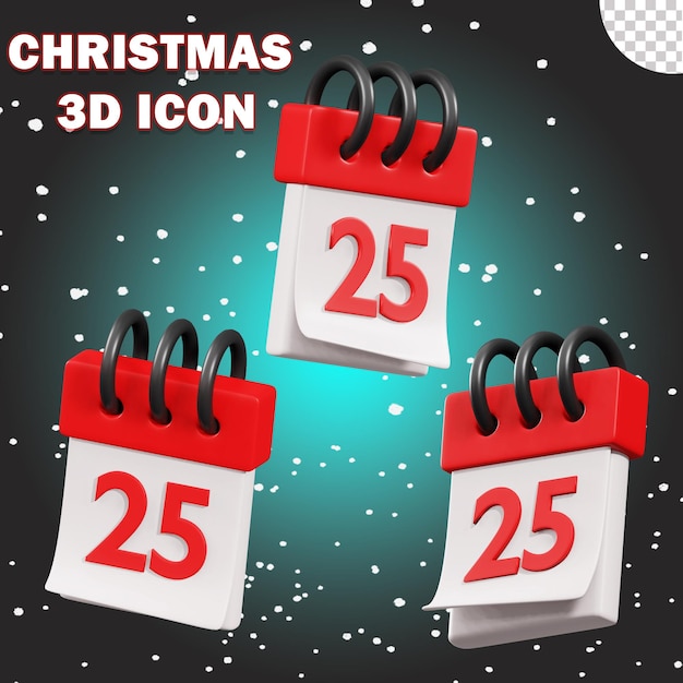 PSD icono de navidad 3d 25 fondo png transparente