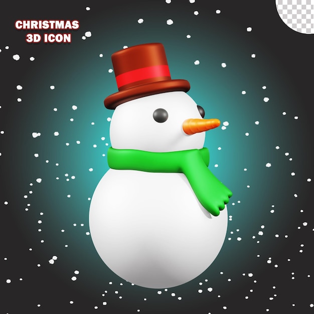 Icono de Navidad 3D Fondo de muñeco de nieve PNG transparente