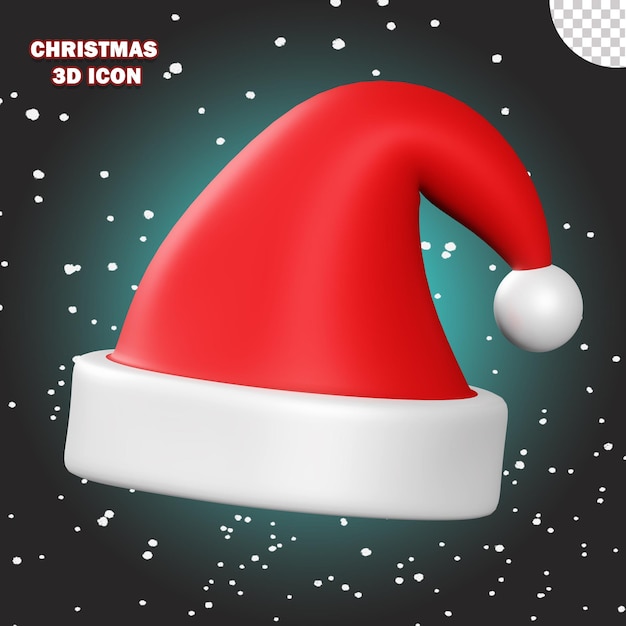 Icono de navidad 3d sombrero fondo pn transparente