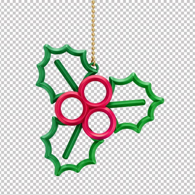 Icono de Navidad de muérdago en 3D con fondo transparente