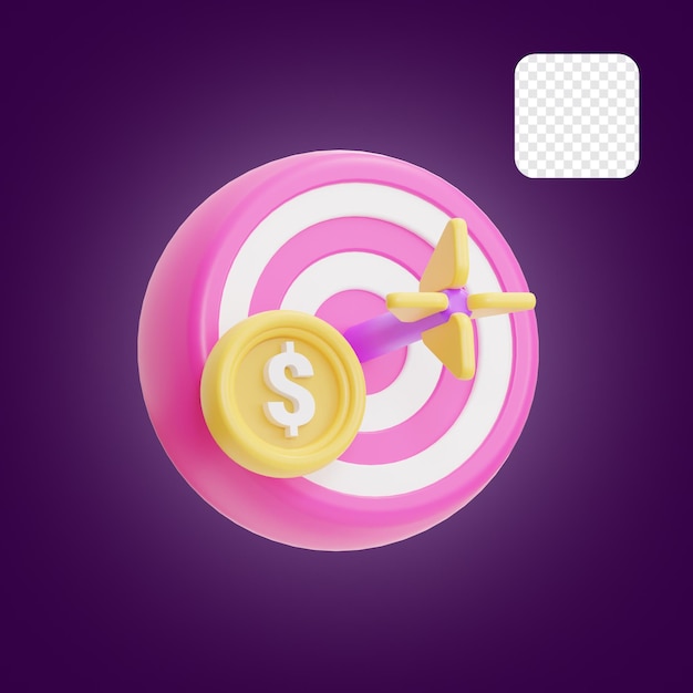 Icono de negocio Flecha de orientación con moneda Ilustración 3D