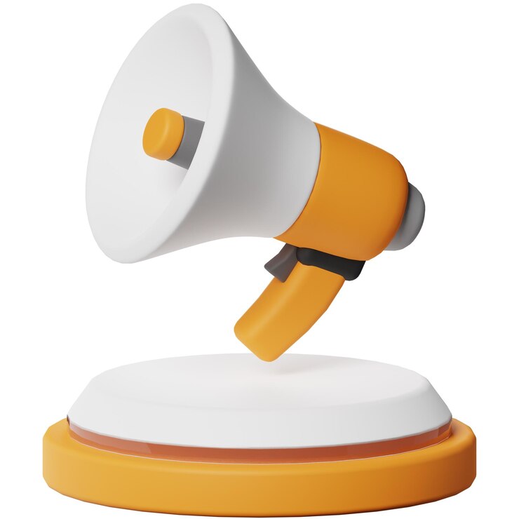 PSD el icono de negocio del megáfono de publicidad de marketing es un objeto 3d