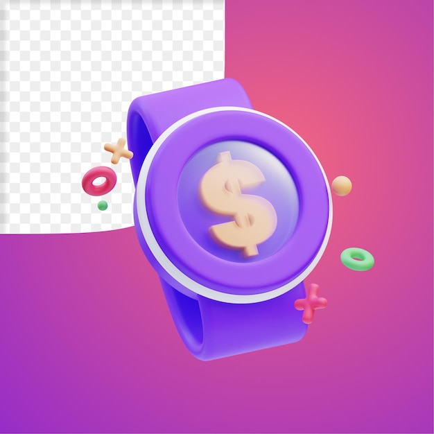 Icono de negocio El tiempo es dinero Ilustración 3d