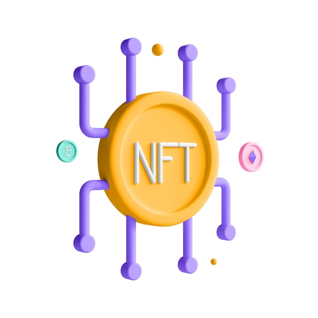 Icono de NFT 3D Ilustración de NFT