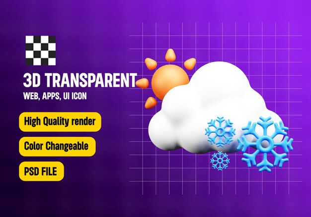 Icono de nieve en 3D