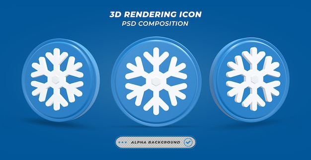Icono de nieve en renderizado 3D