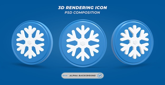 PSD icono de nieve en renderizado 3d