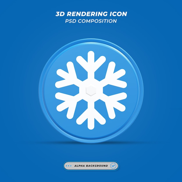 PSD icono de nieve en renderizado 3d