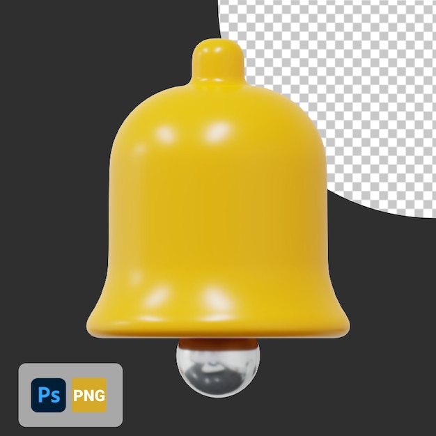 Icono de notificación 3d con ilustración de campana