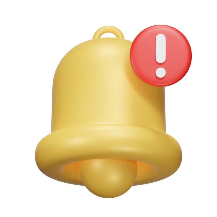 PSD icono de notificación 3d del sitio web móvil ui ux con fondo sólido blanco