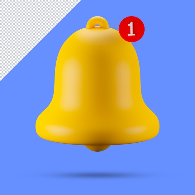 PSD icono de notificación de alerta de campana 3d sitio web ui ilustración de representación 3d