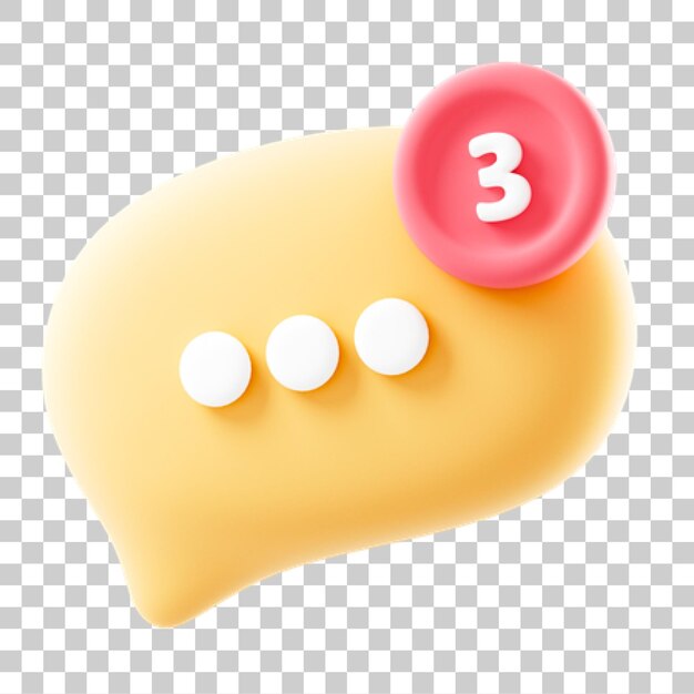 El icono de notificación de la burbuja de chat 3D