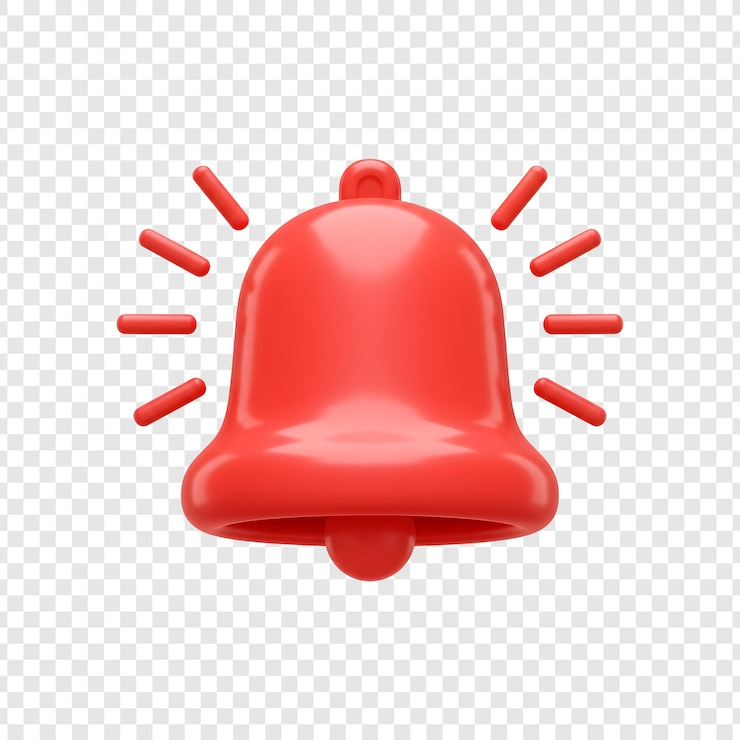 PSD icono de notificación de campana roja en 3d