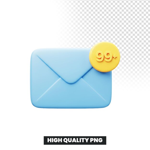 Icono de notificación de correo electrónico de dibujos animados en 3D