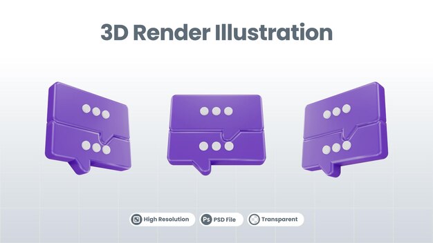 Icono de notificación de mensaje de chat Ilustración de procesamiento 3d aislado