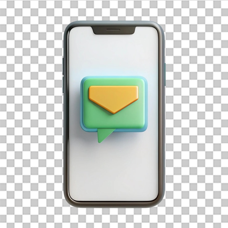 PSD el icono de notificación de mensajes de teléfono inteligente aislado en un fondo transparente