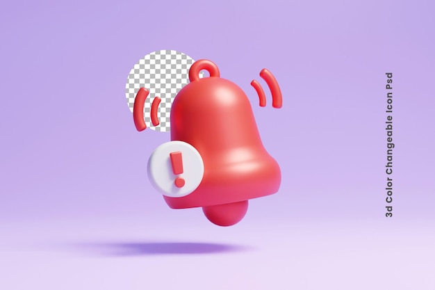 icono de notificación de señal de advertencia de alerta roja 3d o icono de señal de alerta de peligro 3d