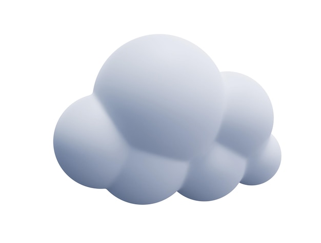 PSD icono de nube 3d blanco claro renderizado lindo forma de icono de nube esponjosa de dibujos animados redondos suaves