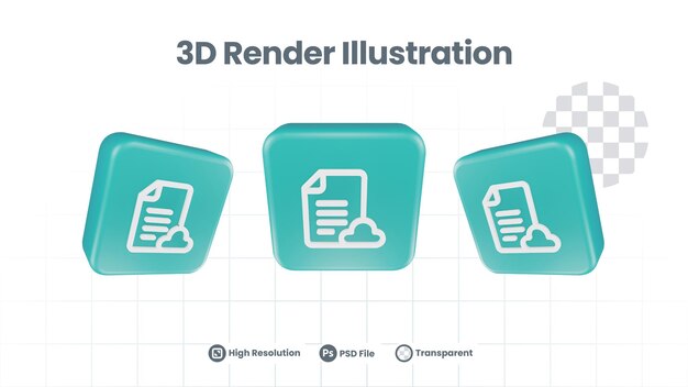 PSD icono de nube de archivos realistas en 3d para promoción de redes sociales de aplicaciones móviles web