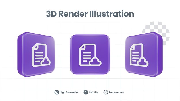 PSD icono de nube de archivos realistas en 3d para promoción de redes sociales de aplicaciones móviles web