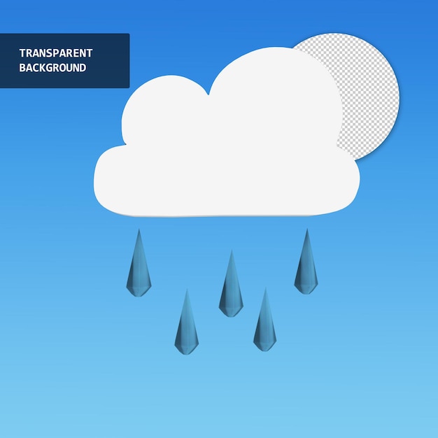 PSD icono de nube y lluvia en fondo transparente