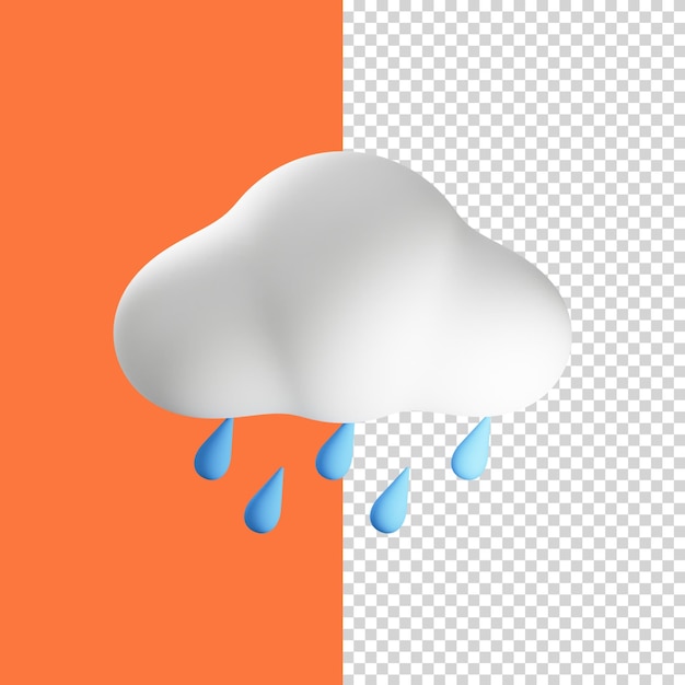 PSD icono de nube lluviosa 3d