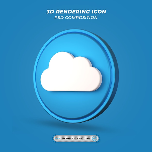 PSD icono de nube en renderizado 3d