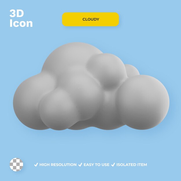 PSD icono nublado 3d