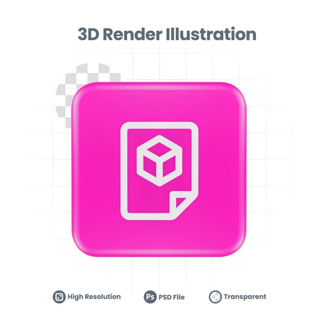 Icono de objeto de archivo 3D Render 3d para promoción de redes sociales de aplicaciones móviles web