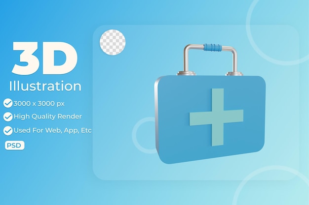 PSD icono de objeto de ilustración 3d equipo sanitario médico puede utilizarse para gráficos de información de aplicaciones web, etc.