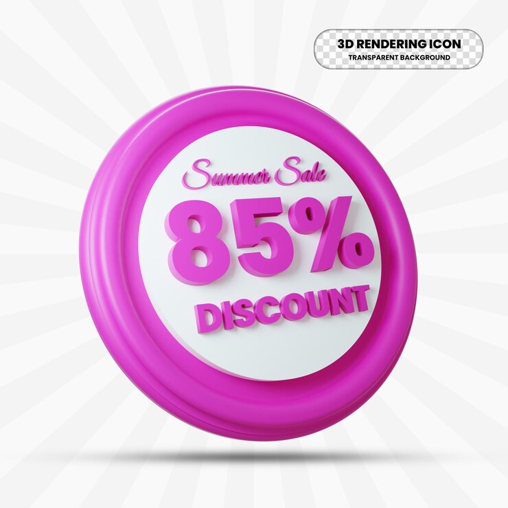 icono de oferta de descuento de venta de verano en representación 3d