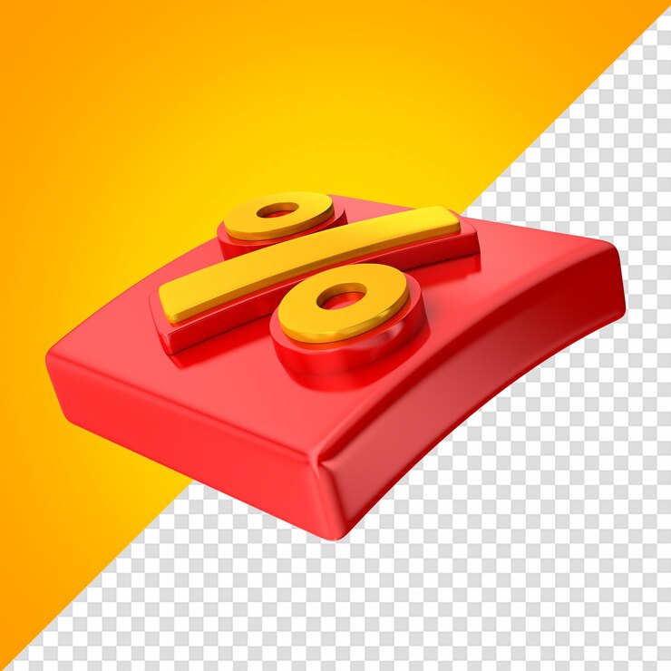 PSD un icono de oferta de porcentaje rojo y amarillo con un fondo transparente